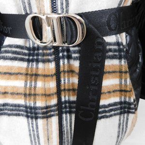 Designer Inspired Plaid Quilted Hooded Coat Large